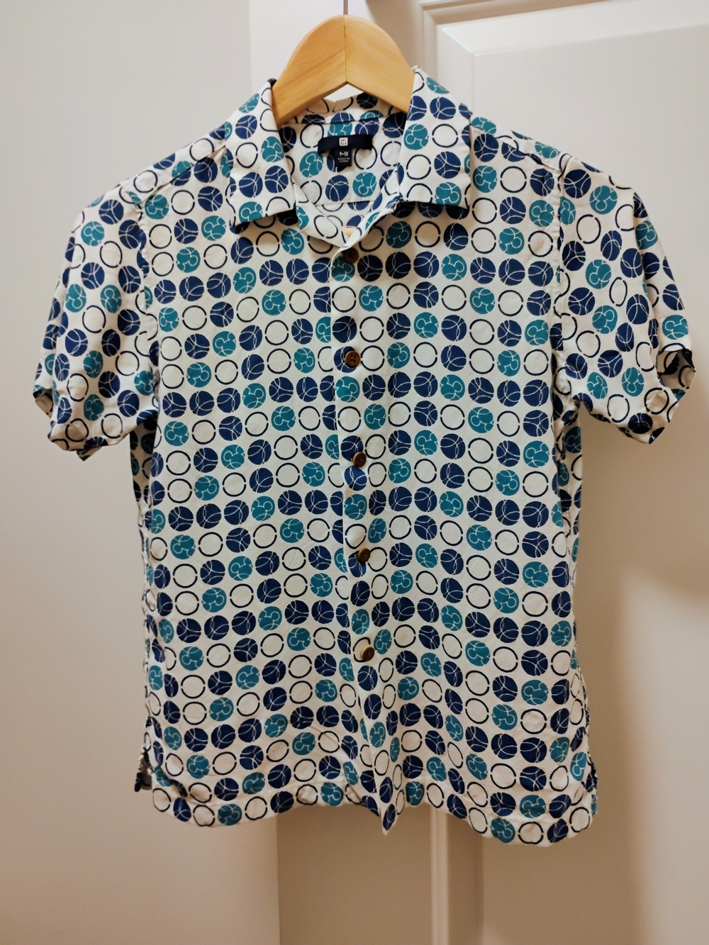Uniqlo Youth Short-Sleeve Mickey Mouse Button Collared Shirt